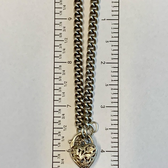 Sterling Silver Heart Charm Bracelet .925 - Picture 6 of 7